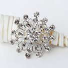 1 pc 1-3/4" Rhinestone Crystal Diamante Silver Flower Brooch Pin Jewelry Cake Decoration BR001