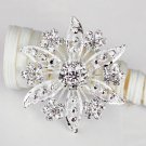 1 pc Rhinestone Crystal Diamante Silver Flower Brooch Pin Jewelry Cake Decoration BR069