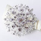 1 pc 2" Rhinestone Crystal Diamante Silver Flower Brooch Pin Jewelry Cake Decoration BR049