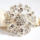 1 pc Rhinestone Crystal Diamante Silver Flower Brooch Pin Jewelry Cake Decoration BR057