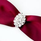 1 pc Fancy OVAL Silver Diamante Rhinestone Crystal Buckle Slider Wedding Invitation BK073