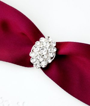 1 pc Fancy OVAL Silver Diamante Rhinestone Crystal Buckle Slider Wedding Invitation BK073