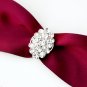 1 pc Fancy OVAL Silver Diamante Rhinestone Crystal Buckle Slider Wedding Invitation BK073