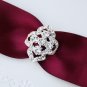 1 pc Fancy OVAL Silver Diamante Rhinestone Crystal Buckle Slider Wedding Invitation BK060