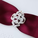 10 Fancy OVAL Silver Diamante Rhinestone Crystal Buckle Slider Wedding Invitation Chair Cover BK060