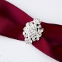 1 pc Fancy OVAL Silver Diamante Rhinestone Crystal Buckle Slider Wedding Invitation BK061