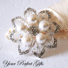 1 pc 50mm Flower Rhinestone Crystal  Diamante Pearl Silver Brooch Pin Jewelry Cake Decoration BR015