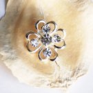 1 pc Rhinestone Button Clover Diamante Crystal Hair Clip Wedding Invitation BT071