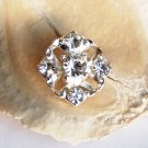 10 Rhinestone Button Diamond Square Diamante Crystal Hair Clip Wedding Invitation BT047