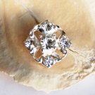 100 Rhinestone Button Diamond Square Diamante Crystal Hair Clip Wedding Invitation BT047