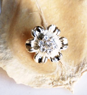 1 pc Rhinestone Button Round Diamante Crystal Hair Clip Wedding Invitation BT083