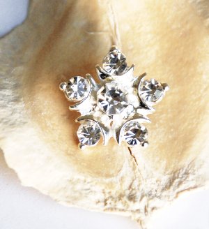 10 Rhinestone Button Round Diamante Crystal Hair Clip Wedding Invitation BT073