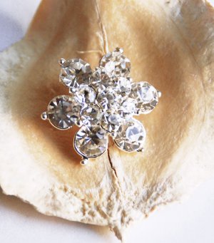 10 Rhinestone Button Round Diamante Crystal Hair Clip Wedding Invitation BT048