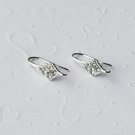10 pcs Silver Plated Earwire Clear Crystal Rhinestone Fishhook with Open Loop EF003