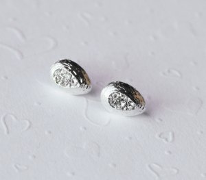 10 pcs Teardrop Earstuds with 925 Sterling Silver Post Clear Crystal Rhinestone Closed Loop EF006