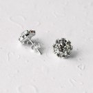 10 pcs Round Earstuds with 925 Sterling Silver Post Clear Crystal Rhinestone Closed Loop EF009