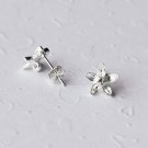 10 pcs Flower Earstuds with 925 Sterling Silver Post Clear Crystal Rhinestone Closed Loop EF011