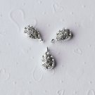 10 pcs Teardrop Pendant Charm Silver Plated Clear Crystal Rhinestone AC996
