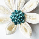 10 Round Diamante 1.1" Tiffany Teal Blue Rhinestone Crystal Button Wedding Invitation BT105
