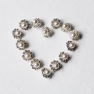 1 pc Round Rhinestone Button Pearl Diamante Crystal Silver Hair Clip Wedding Invitation BT108