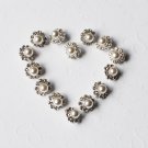 50 Round Rhinestone Button Pearl Diamante Crystal Silver Hair Clip Wedding Invitation BT108