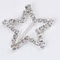 12  LARGE STAR 1-3/8" Silver Diamante Rhinestone Ribbon Buckle Slider BK070