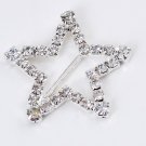 24  LARGE STAR 1-3/8" Silver Diamante Rhinestone Ribbon Buckle Slider BK070