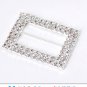 1 pc Two Row 2" RECTANGLE Silver Diamante Rhinestone Crystal Buckle Wedding Invitation BK090