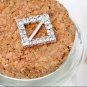 50 DIAMOND SQUARE Diamante Rhinestone Ribbon Silver Buckle Sliders For Wedding Invitation BK049