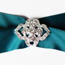 1 pc Fancy OVAL Silver Diamante Rhinestone Crystal Buckle Slider Wedding Invitation BK114