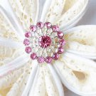 10 Rhinestone Button Light Rose Pink Crystal Hair Flower Comb Wedding Invitation BT125