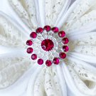 10 Rhinestone Button Fuchsia Hot Pink Crystal Hair Flower Comb Wedding Invitation BT124