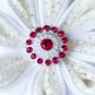 10 Rhinestone Button Fuchsia Hot Pink Crystal Hair Flower Comb Wedding Invitation BT124