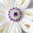 10 Rhinestone Button Light Lavender Purple Crystal Hair Flower Comb Wedding Invitation BT126