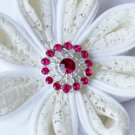 10 Rhinestone Button Rose Pink Crystal Hair Flower Comb Wedding Invitation BT127