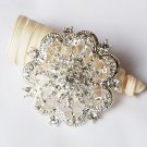 1 pc Rhinestone Crystal Diamante Silver Flower Brooch Pin Jewelry Wedding Cake Decoration BR072