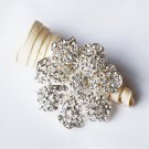 1 pc Rhinestone Crystal Diamante Silver Flower Brooch Pin Jewelry Wedding Cake Decoration BR073