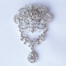 1 pc Rhinestone Crystal Diamante Silver Flower Brooch Pin Jewelry Wedding Cake Decoration BR094