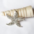 1 pc Rhinestone Crystal Silver Starfish Brooch Pin Jewelry Wedding Cake Bouquet Decoration BR099