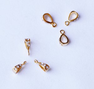 20 pcs Bails Rhinestone Crystal with Top Loop Gold Plated AC037