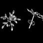 10 pcs Rhinestone Snowflake Earstuds Clear Crystal with Loop Silver Plated EF034