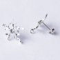 10 pcs Rhinestone Snowflake Earstuds Clear Crystal with Loop Silver Plated EF034