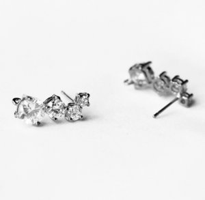10 pcs Multi Cubic Zirconia Earring Earstuds Clear Crystal Rhinestone Silver Plated EF026