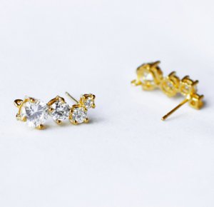 10 pcs Multi Cubic Zirconia Earring Earstuds Clear Crystal Rhinestone Gold Plated EF015