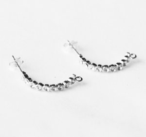 10 pcs Clear Crystal Earring EarstudsRhinestone Silver Plated EF022