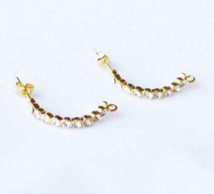10 pcs Clear Crystal Earring EarstudsRhinestone Gold Plated EF023