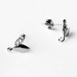 10 pcs Mini Sprout Earring Earstuds Clear Crystal Rhinestone Silver Plated EF032