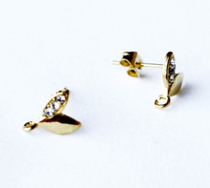 10 pcs Mini Sprout Earring Earstuds Clear Crystal Rhinestone Gold Plated EF019