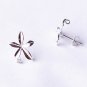 10 pcs Single Flower Earring Earstuds Clear Crystal Rhinestone Silver Plated EF030