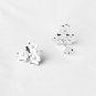 10 pcs Triple Flower Earring Earstuds Clear Crystal Rhinestone Silver Plated EF028